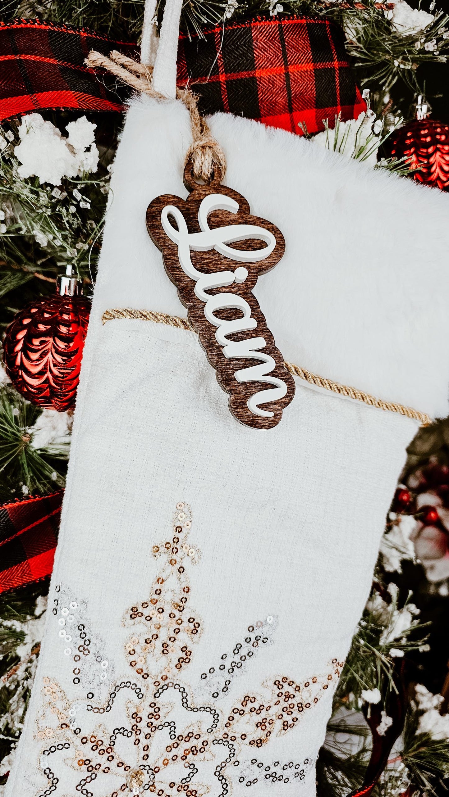 Custom Stocking Name Tags, Wooden Christmas Labels, Personalized Wood Gift Tags, Christmas Stocking tags, Present Tags