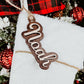custom christmas stocking name tags, personalized with kids name. gift tags for stocking or presents, double layer, 3d wooden name cutouts, small