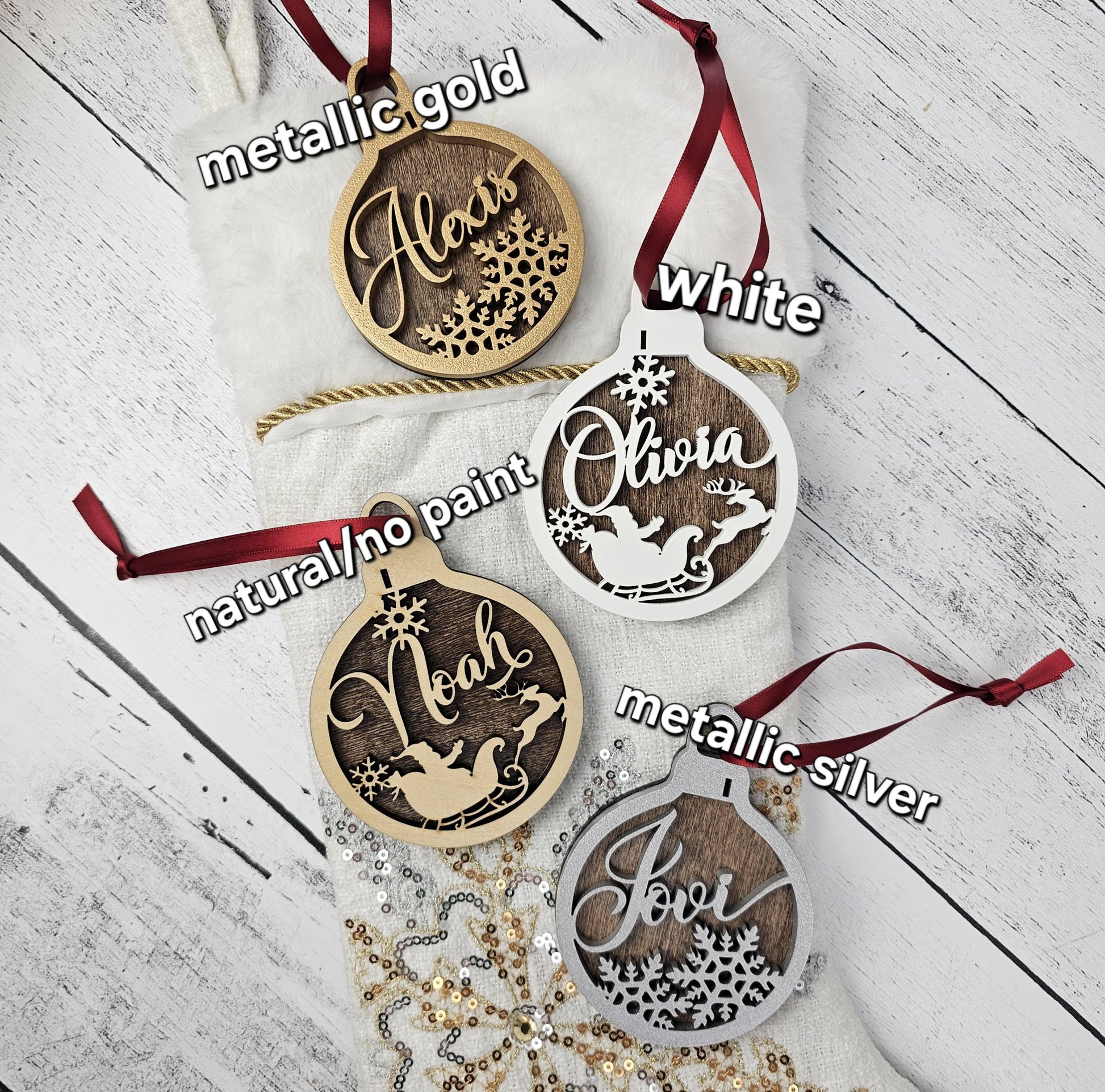 Custom Wooden Christmas Ornaments Personalized with Name, Stocking Name Tags Snowflake Wood Gift Tags, Christmas Stocking tags, Present