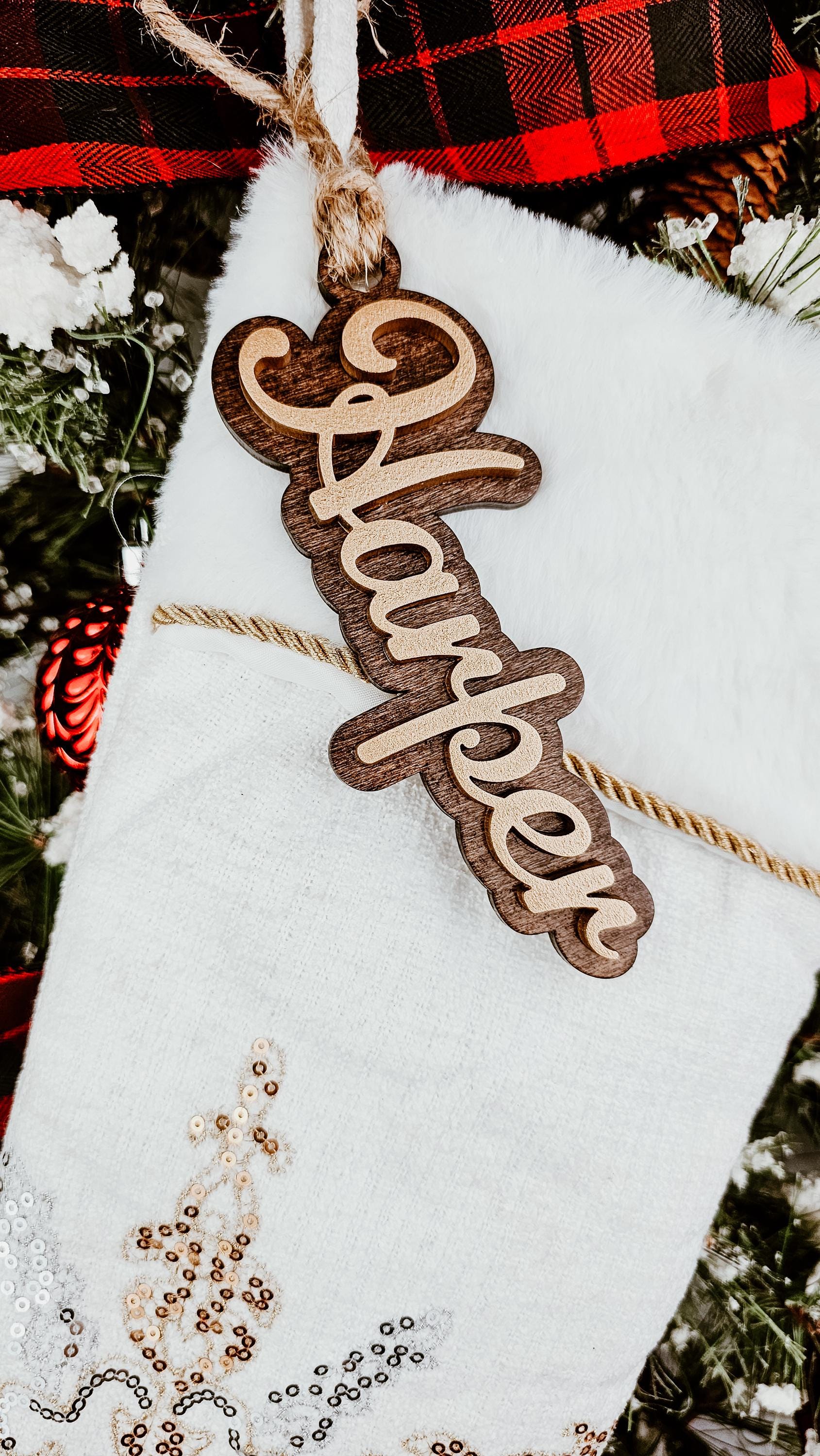 Custom Stocking Name Tags, Wooden Christmas Labels, Personalized Wood Gift Tags, Christmas Stocking tags, Present Tags