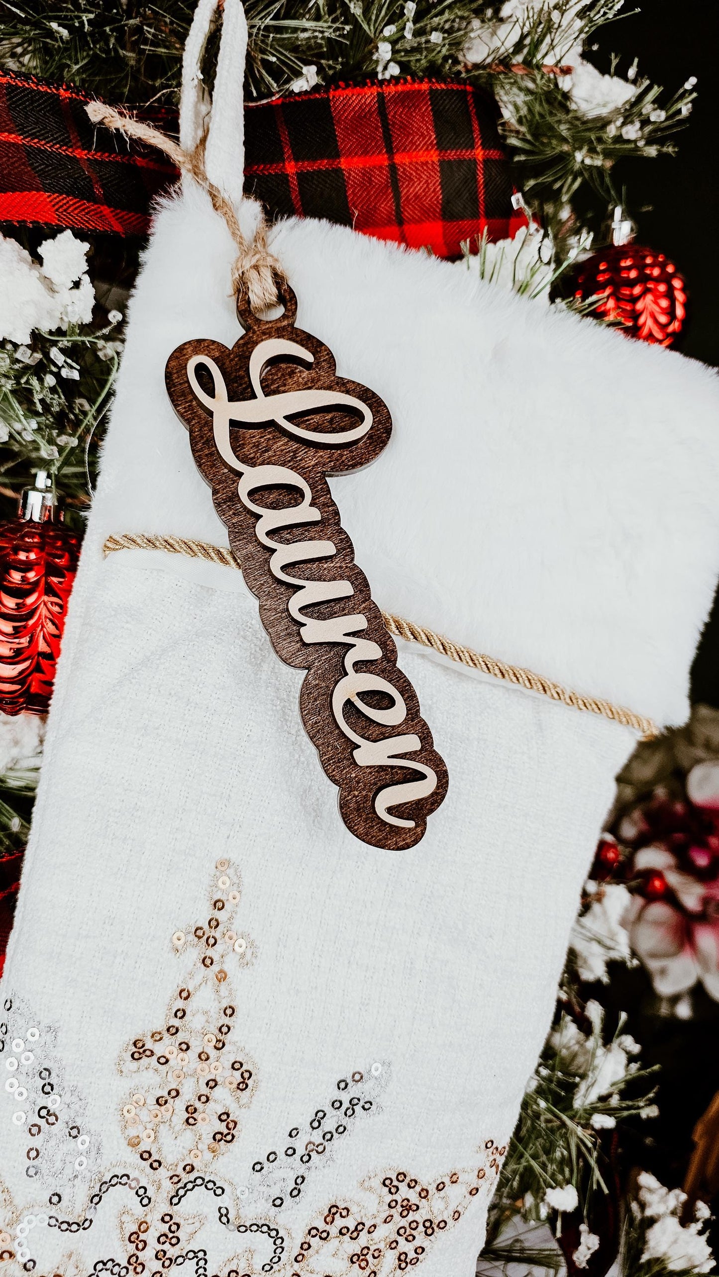 Custom Stocking Name Tags, Wooden Christmas Labels, Personalized Wood Gift Tags, Christmas Stocking tags, Present Tags