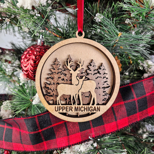 upper Michigan YOOPER wooden Christmas ornament, souvenir, gift, xmas tree decor