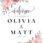 Custom Wedding Welcome Sign, Canvas Personalized with Name & Date Elegant Floral Decor, Ceremony Sign, Lightweight, Easy to hang Scroll Like