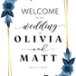 Custom Wedding Welcome Sign, Canvas Personalized with Name & Date Elegant Floral Decor, Ceremony Sign, Lightweight, Easy to hang Scroll Like