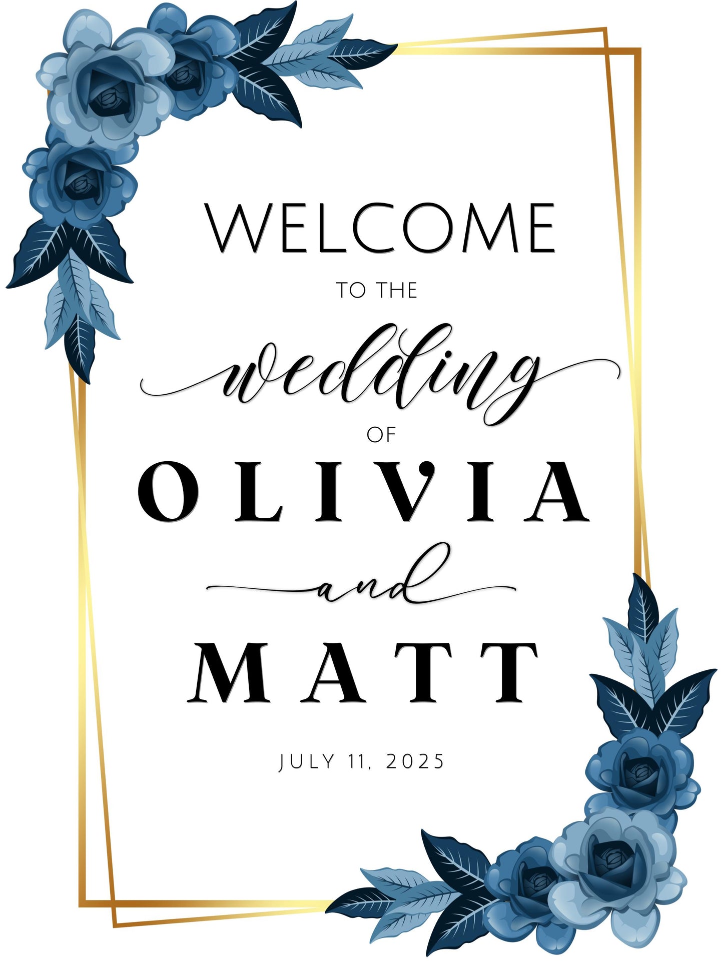 Custom Wedding Welcome Sign, Canvas Personalized with Name & Date Elegant Floral Decor, Ceremony Sign, Lightweight, Easy to hang Scroll Like