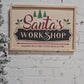 Santa's WorkShop Decor Wooden Sign, Framed, Reindeer, Holiday Season, Handcrafted Toys wall art, Mistletoe, Farmhouse Boho Natural Style