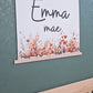 Custom Name Sign Canvas Print for Nursery, Personalized with First & Middle Names, Wall Art, Floral Girl Decor, Hanging Banner Girls bedroom