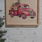 Vintage Little Red Christmas Truck & tree Decor Wooden Sign, Framed, Holiday Season Decorations, Farmhouse Boho Natural Wood