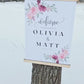 Custom Wedding Welcome Sign, Canvas Personalized with Name & Date Elegant Floral Decor, Ceremony Sign, Lightweight, Easy to hang Scroll Like