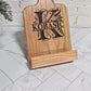 Recipe holder / Stand, Personalized Christmas Gift for Mom or Grandma, Engraved Custom Wooden Tablet stand for Kitchen Counter, Oak Wood