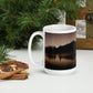 Rocky Mountain Sunrise Reflection Mug - Sprague Lake Nature Scene Coffee Cup, White glossy mug