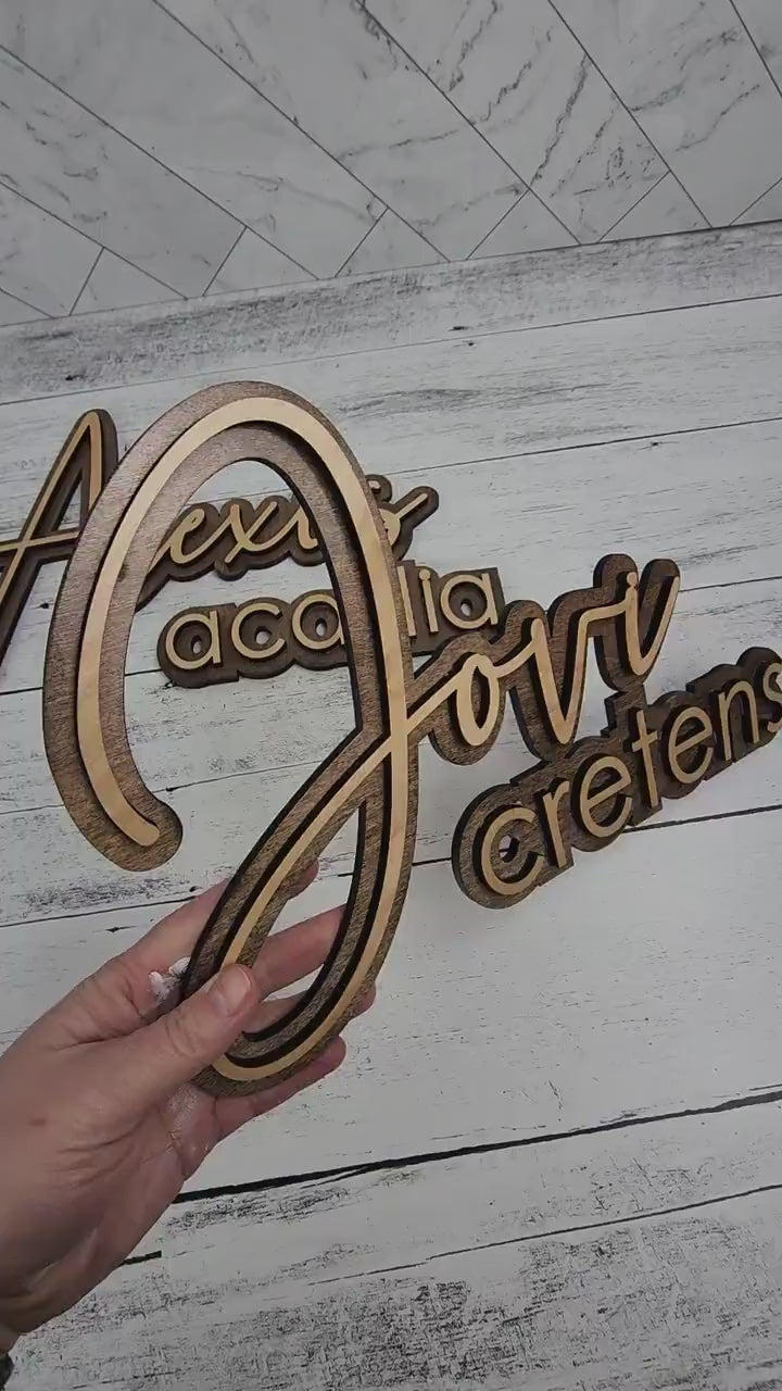 Custom Name Sign for Business Office or Nursery, Layered Wood Name Sign, Personalized two words or first & middle name, Company Door Signage