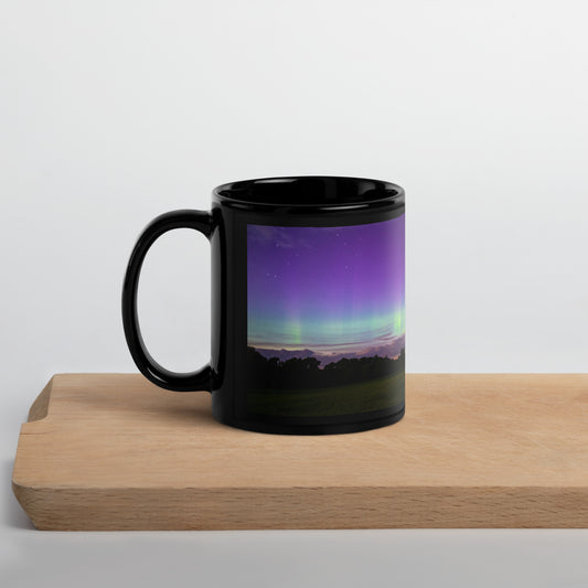 Northern Lights From Michigan - Black Glossy Mug