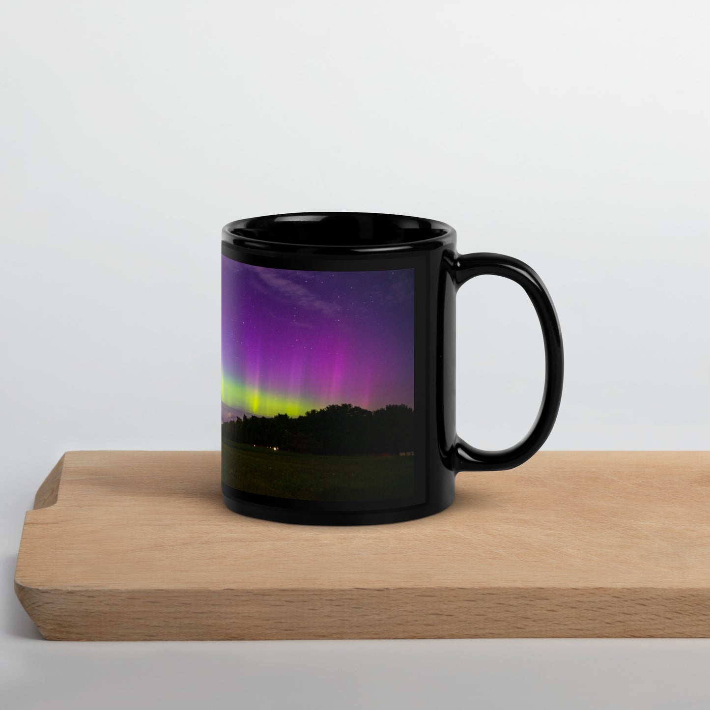 Northern Lights From Michigan - Black Glossy Mug