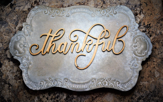Thankful Wood Sign / Wood Thankful wall sign / Script Thankful Sign / Thankful wood cut out / Wood Thankful Word Sign / Wood Letters Sign