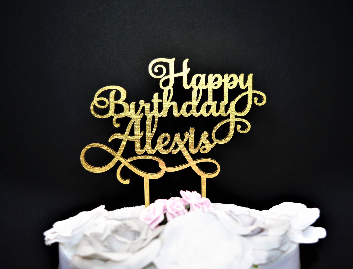 Custom Birthday Cake Topper / Personalized Birthday Cake Topper / Gold Cake Topper / Happy Birthday Cake Topper / Custom WOOD Cake Topper