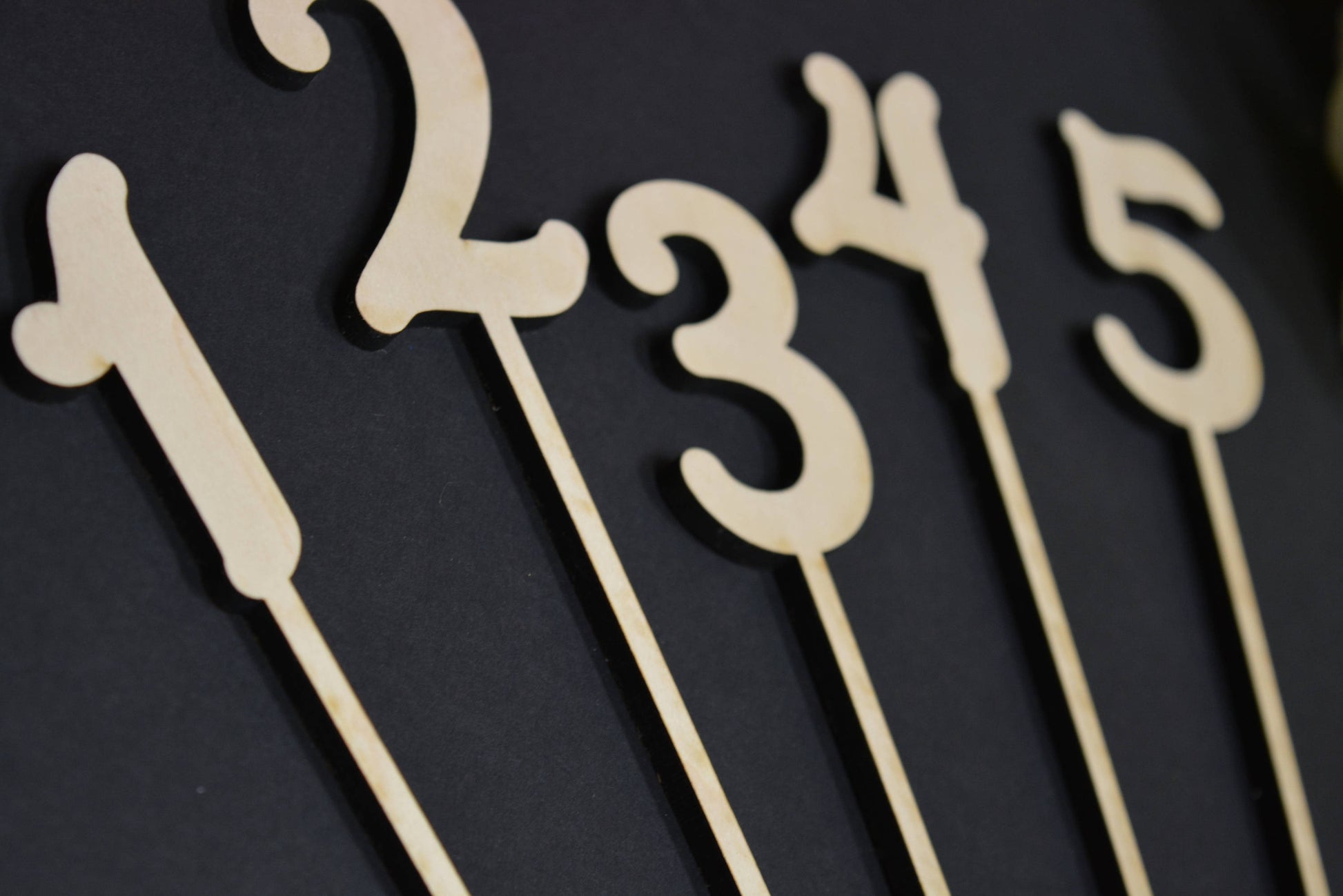 Wedding Table Numbers on sticks / attached stakes. Wooden Table