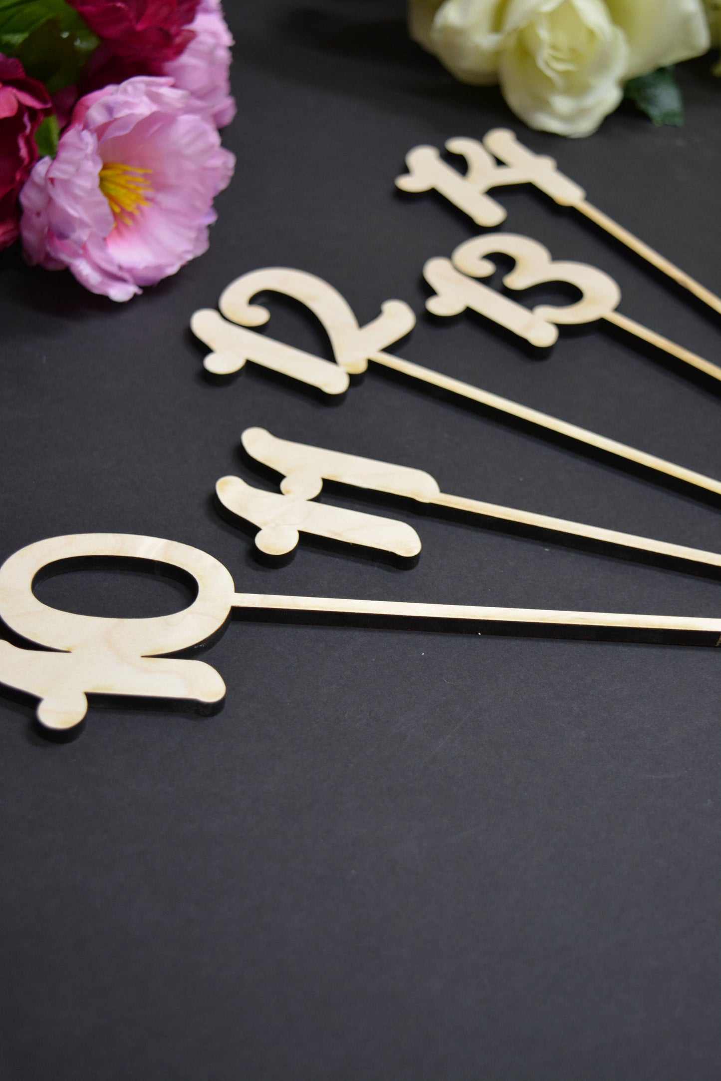 Wedding Table Numbers on sticks / attached stakes. Wooden Table Numbers. Rustic Table Numbers. Party Table Numbers. Wood Numbers with stake