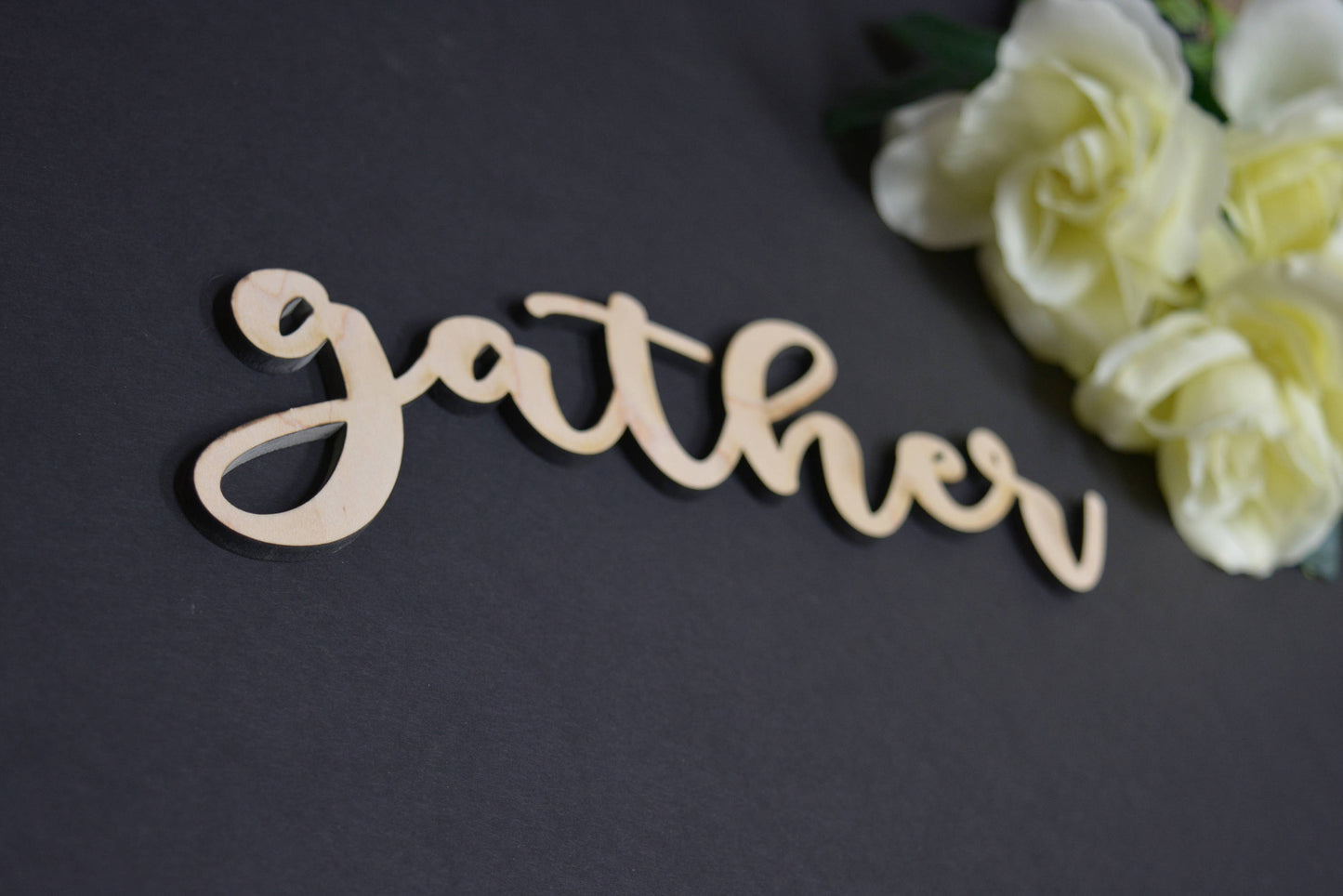 Gather wood sign