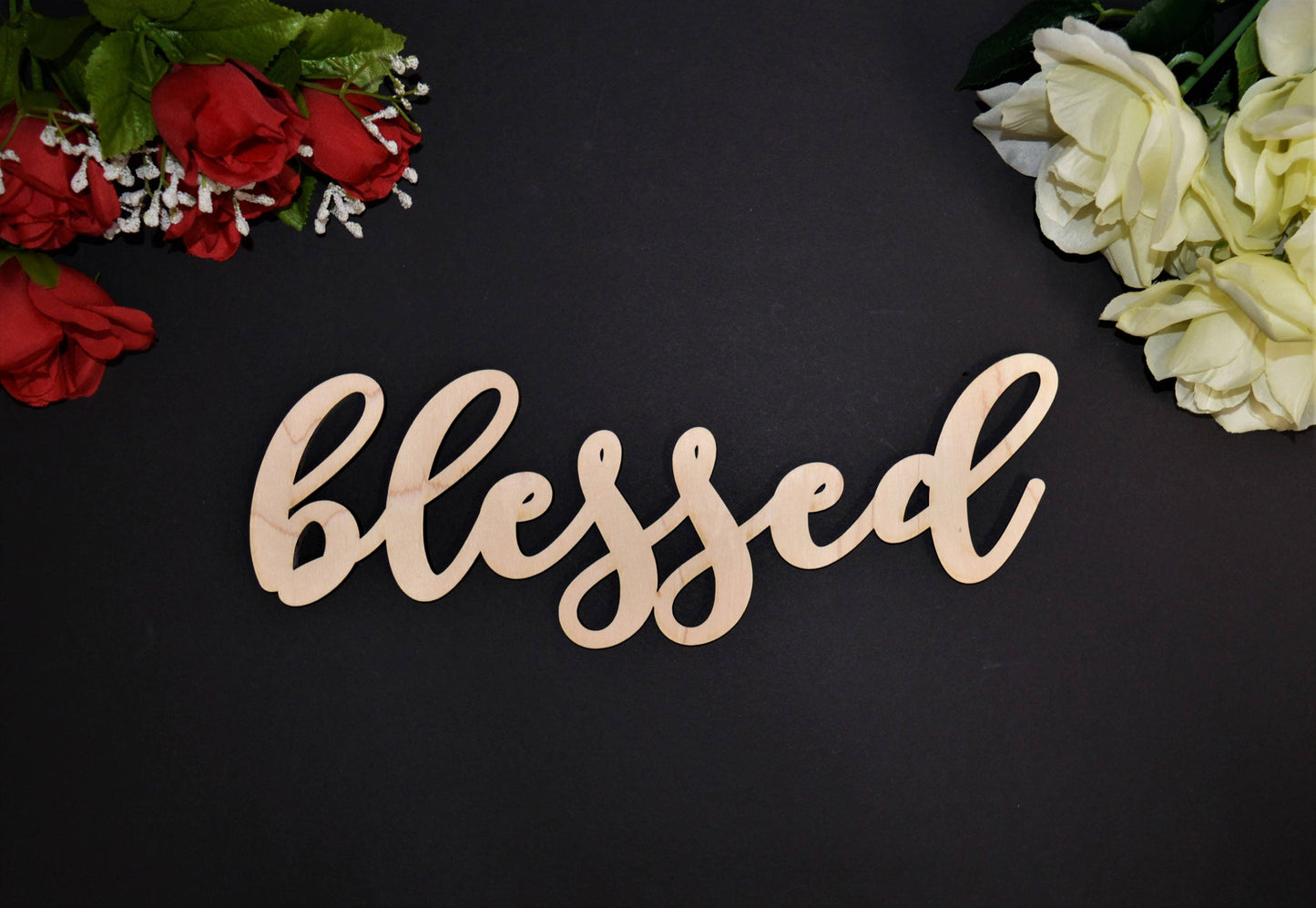 BLESSED wood sign Laser cut. Calligraphy BLESSED Wall Sign. BLESSED wood cut out. Rustic Wood Sign. Wood Blessed Word Sign. Wood Letter Sign