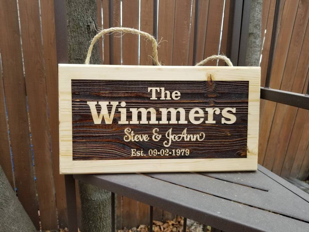 Custom Engraved Wood Sign / Personalized Name Sign / House or Camp Sign / Last Name / Rustic / Outdoor Sign /  Family Name & Est Sign / Gift