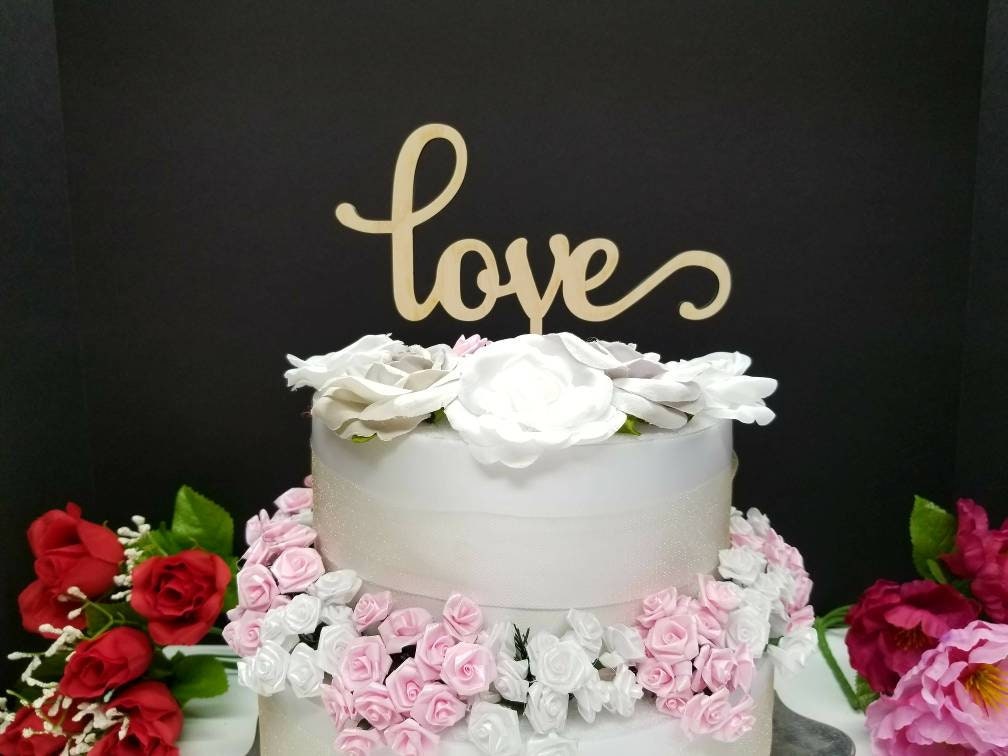 Love Cake Topper. Wedding cake Topper. Script Love wedding cake topper. Wood Word Cake topper. Script Love wood cake topper. Wedding Decor