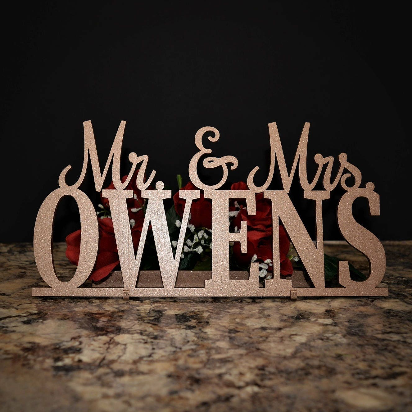 Wedding name sign & wedding table number set. Custom Mr and Mrs Sign with Wedding table numbers with attached stake Custom Mr Mrs Name sign