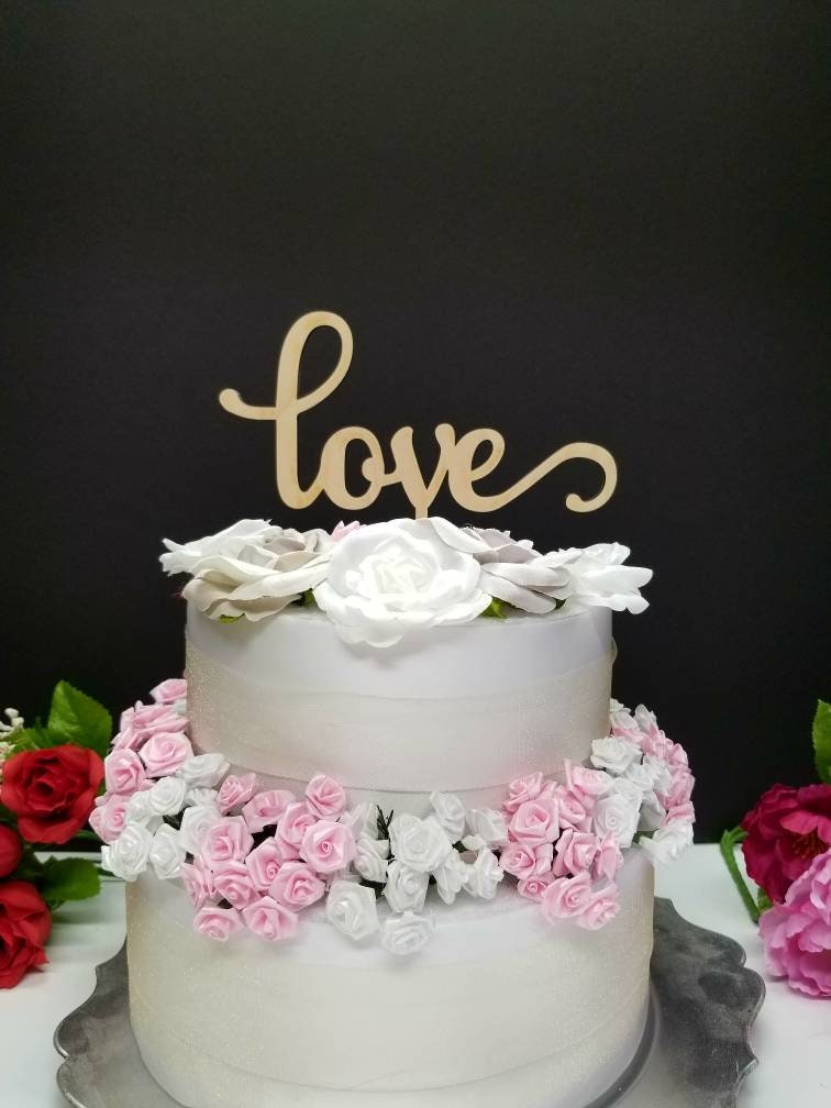 Love Cake Topper. Wedding cake Topper. Script Love wedding cake topper. Wood Word Cake topper. Script Love wood cake topper. Wedding Decor