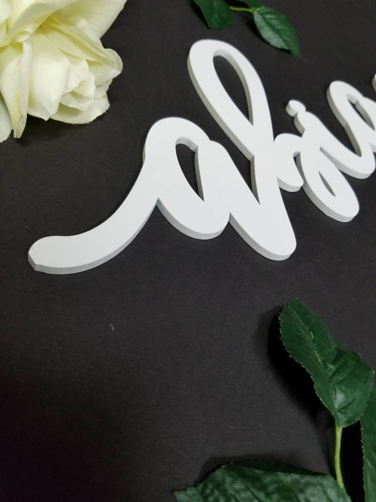 Personalized Name Sign, Custom Name Sign, Handwritten Cursive Font, Wooden Name Sign, Large Wood Nursery Sign Decor, Kid's Room Name sign