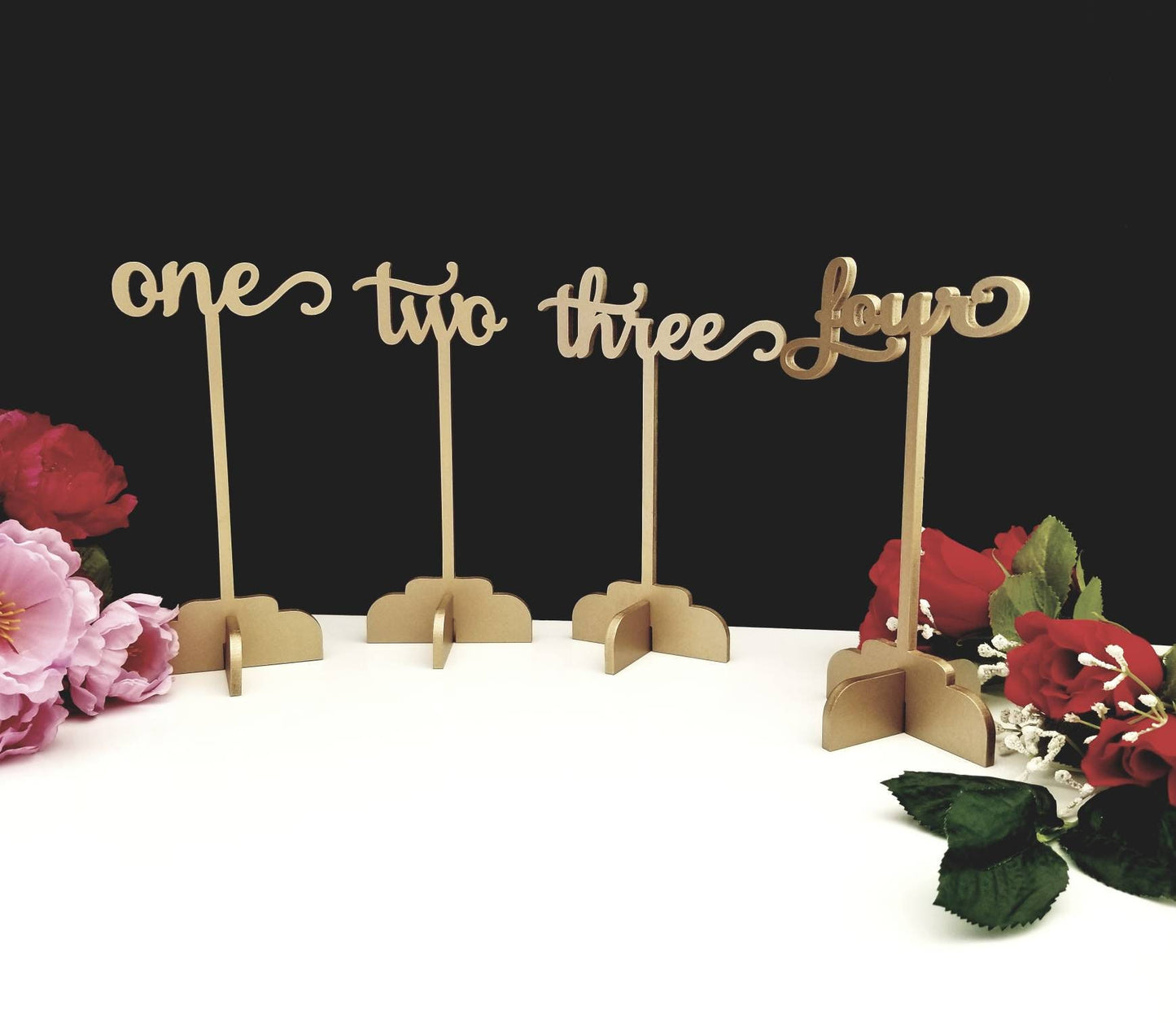 Table Numbers. Wedding Table Numbers. Stand Alone Table Numbers with Base. Script Table Number. Wood Wedding Table Numbers with stake