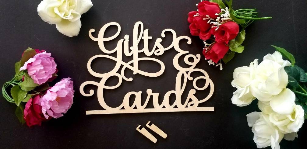 Gifts & cards sign. Script Gifts and cards sign. Gift Sign. Card Sign. Gift table sign. Wedding signs. Wood Gift and card sign, Grad Sign