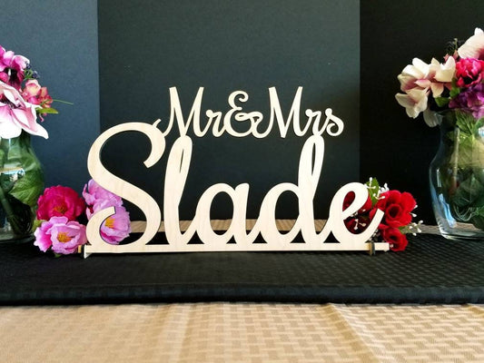 Mr & Mrs Sign - Custom Wedding Name sign - Script Mr and Mrs Surname - Personalized Last Name Sign - Sweetheart table Sign Head Table Decor