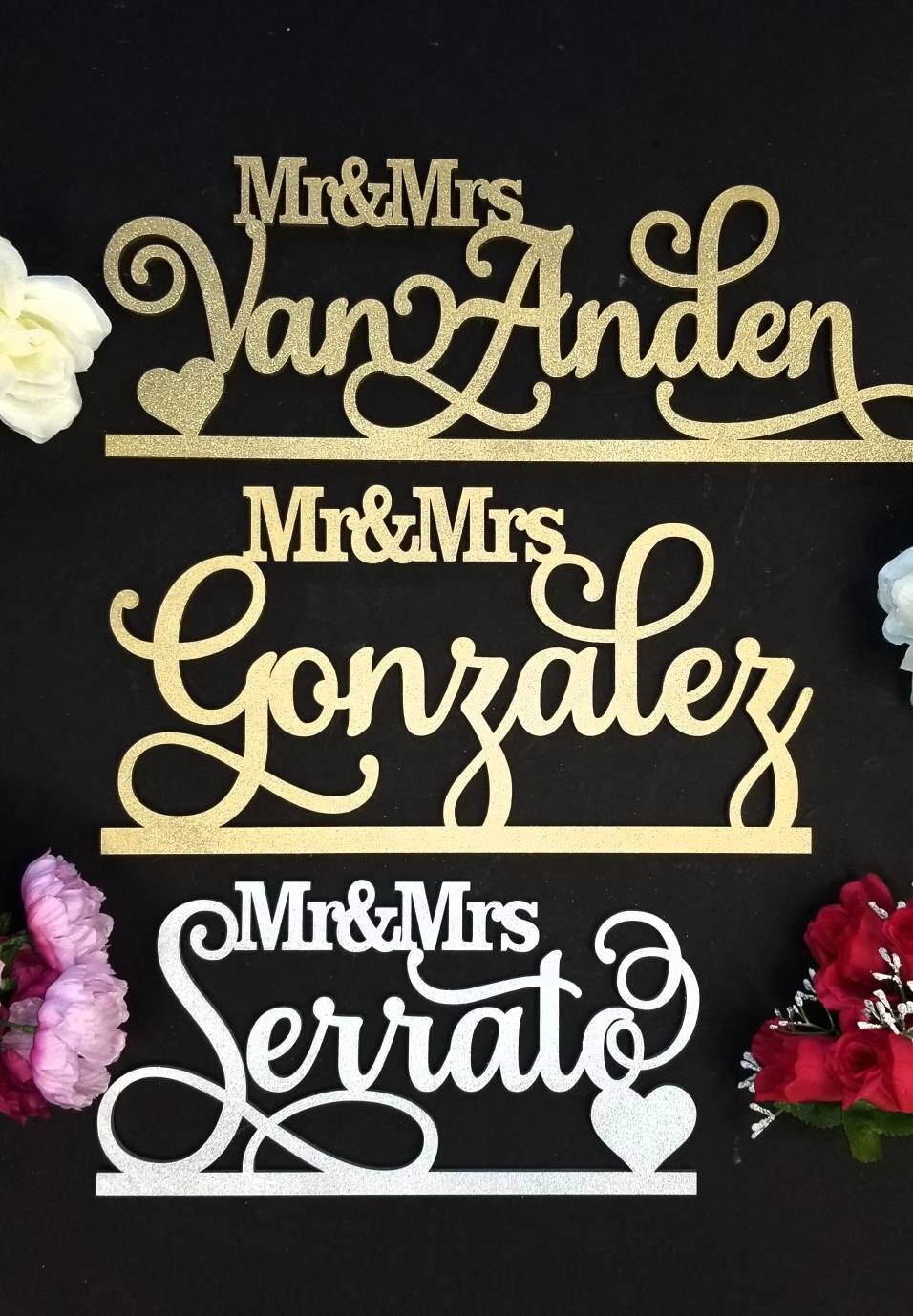 Mr and Mrs Sign. Script Wedding Name Sign. Script Mr & Mrs Wood Name. Personalized Name Sign. Mr and Mrs Sweetheart Table Centerpiece