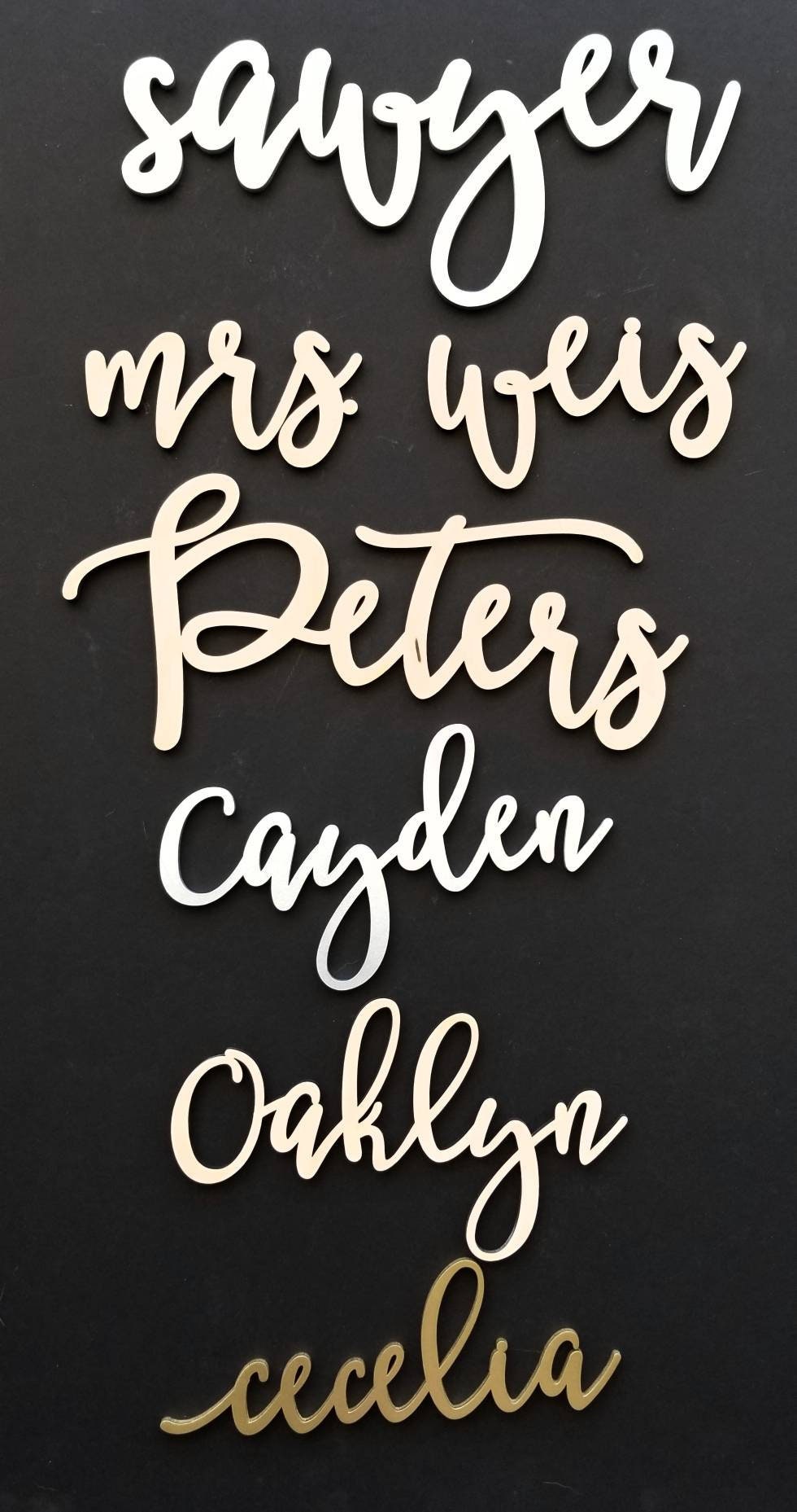 Personalized Name Sign, Custom Name Sign, Handwritten Cursive Font, Wooden Name Sign, Large Wood Nursery Sign Decor, Kid's Room Name sign