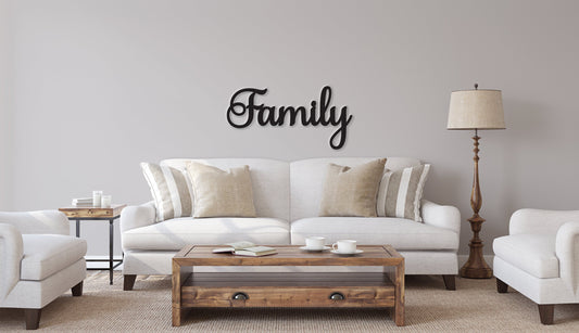 Family sign, Family Wood Sign, Family Wall Decor, Thanksgiving Decor, Family Word Sign, Wood Cut Out Family Sign, Family & Dining room decor