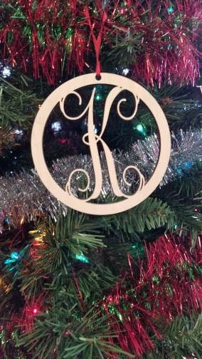 Custom Christmas Ornament, Personalized Christmas Ornaments, Wooden Monogram Ornament, Wood Initial Ornament, Custom Wood Christmas Ornament