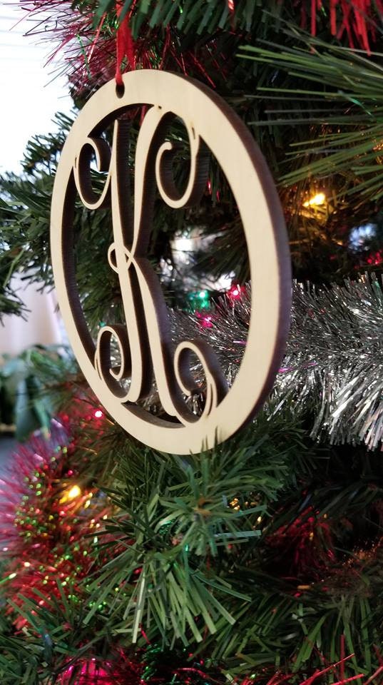 Custom Christmas Ornament, Personalized Christmas Ornaments, Wooden Monogram Ornament, Wood Initial Ornament, Custom Wood Christmas Ornament