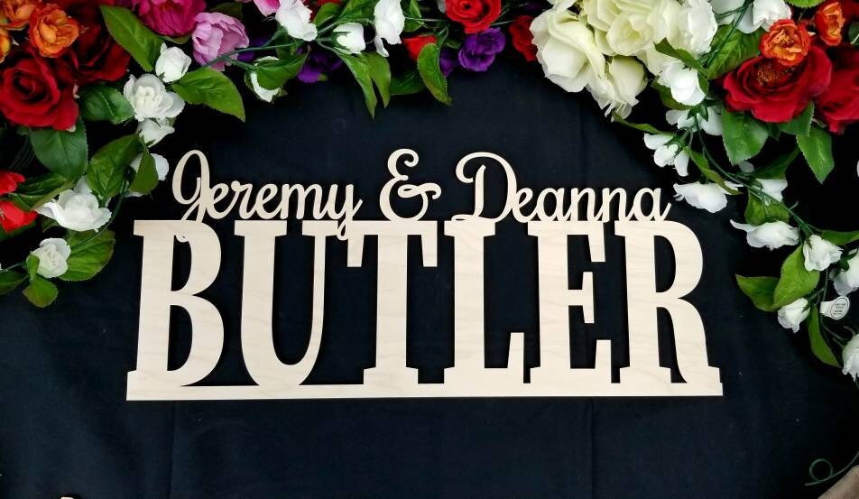 Mr & Mrs Sign - Custom Wedding Name sign - Script First Names and Surname - Personalized Last Name Sign Sweetheart table First and last name