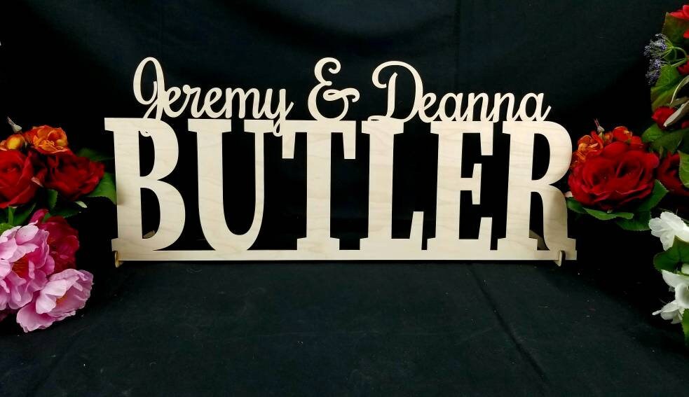 Mr & Mrs Sign - Custom Wedding Name sign - Script First Names and Surname - Personalized Last Name Sign Sweetheart table First and last name
