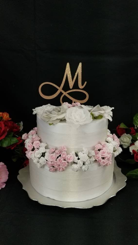 Custom Wedding Cake Topper with Letter initial. Initial Wedding Cake Topper. WOOD Monogram cake topper Engagement cake topper, Bridal Shower