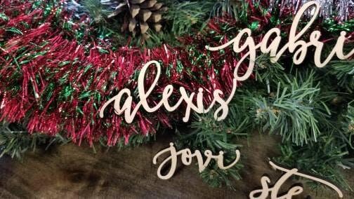 Wood Name Signs, Kids. Childrens Wooden Name Signs. SMALL name sign. Names For Christmas Stockings. Small Wooden Word signs for xmas Tree