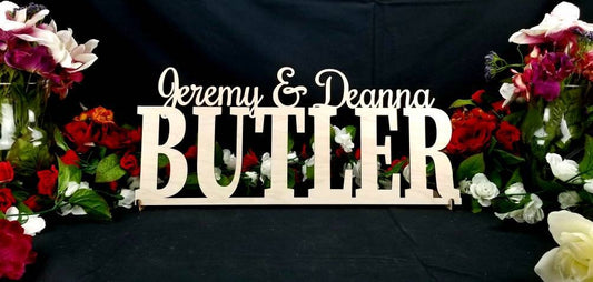 Mr & Mrs Sign - Custom Wedding Name sign - Script First Names and Surname - Personalized Last Name Sign Sweetheart table First and last name