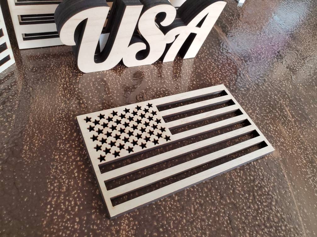 Wood Flag for Crafts, Small USA Wooden Flag, American Flag, Wood cutout Flag shape, Wooden American Flag, DIY Wood Flag for crafts, wreaths