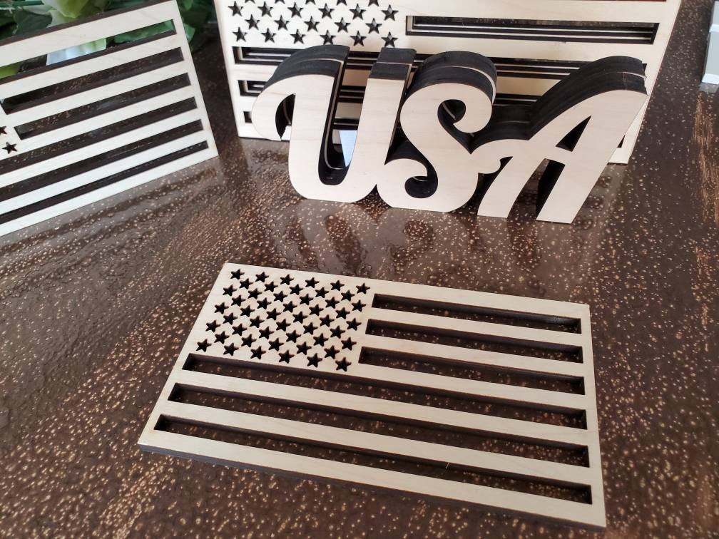 Wood Flag for Crafts, Small USA Wooden Flag, American Flag, Wood cutout Flag shape, Wooden American Flag, DIY Wood Flag for crafts, wreaths