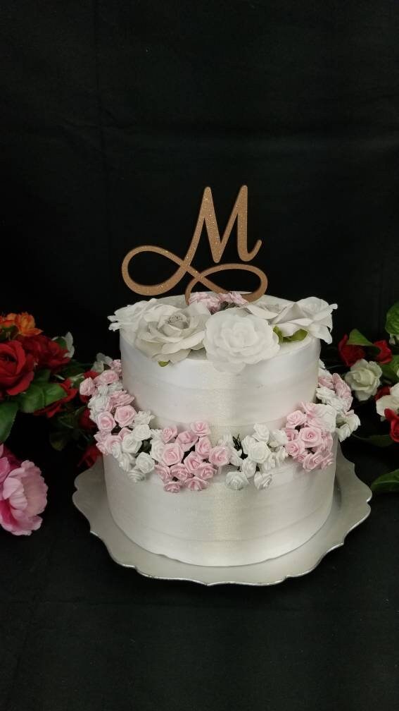 Custom Wedding Cake Topper with Letter initial. Initial Wedding Cake Topper. WOOD Monogram cake topper Engagement cake topper, Bridal Shower