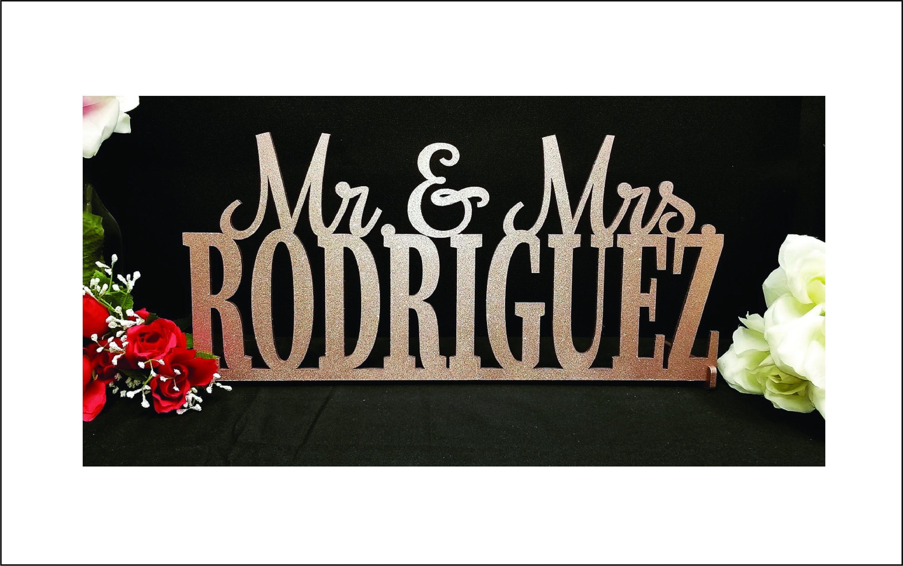 Personalised wedding sign. Mr and Mrs, made in the colours of your choice and the retailer name of your choice or simply stay with Mr and Mrs