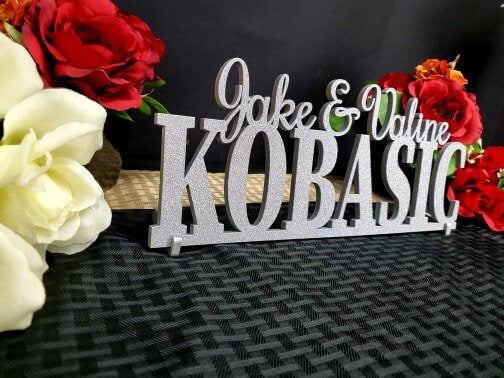 Wedding Sign with Custom Name for Table, Stand alone, Unique Personali –  Kobasic Creations