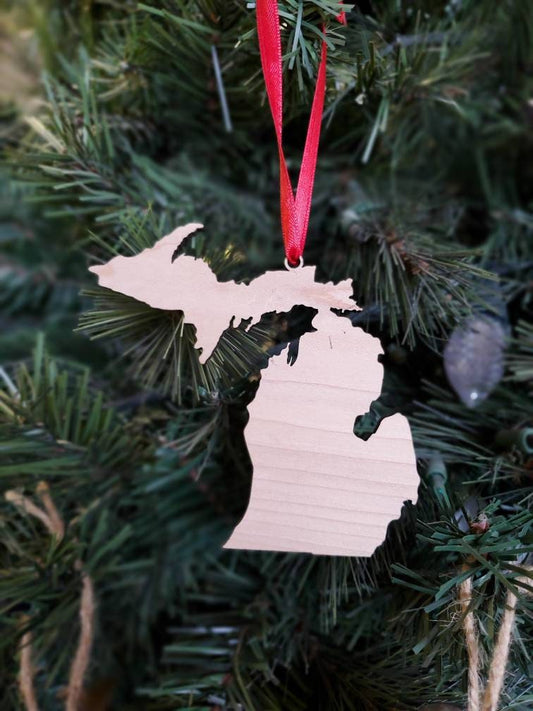 Michigan Christmas Ornament, Michigan Wood Ornament, Michigan State shaped Christmas Tree decorations, Custom Stated shape tree ornaments
