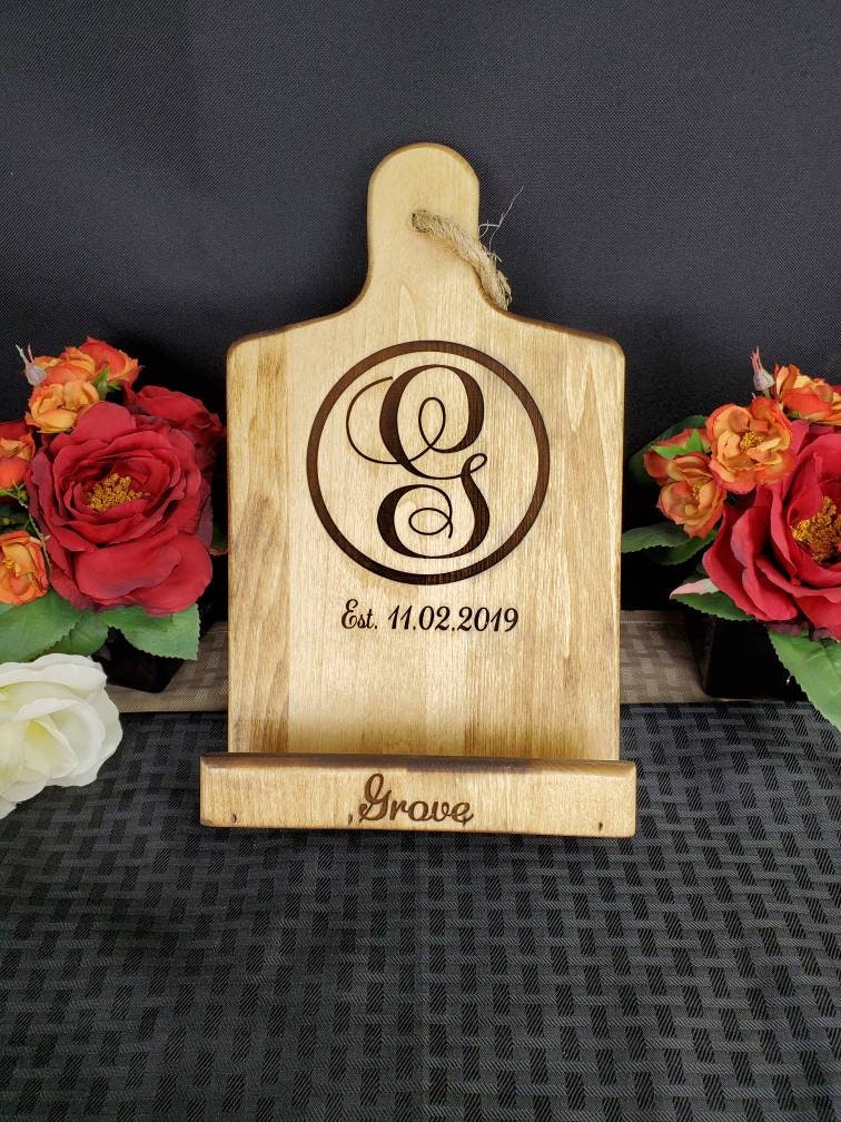 Custom Recipe holder - Personalized Cookbook Stand - Engraved Custom Tablet stand - Tablet holder - Recipe stand - Anniversary Wedding Gift