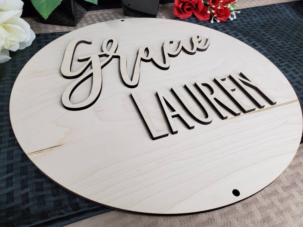Custom Name Sign Kit, First & Middle Name. Personalized Circle Name Sign. Name Kit Unfinished, DIY, Handwritten Font, Personalized Name Sign